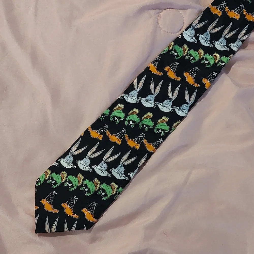 Bugs Bunny Daffy Duck Marvin the Martian Silk Tie Vintage